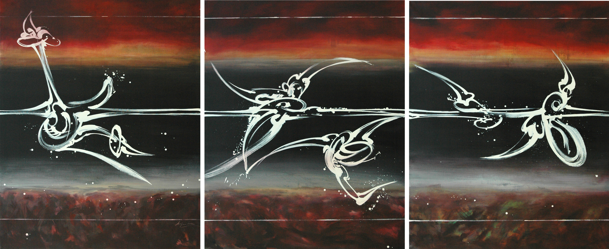 La Frontiere, Acrylique et Encres sur toile 390 X 162 cm