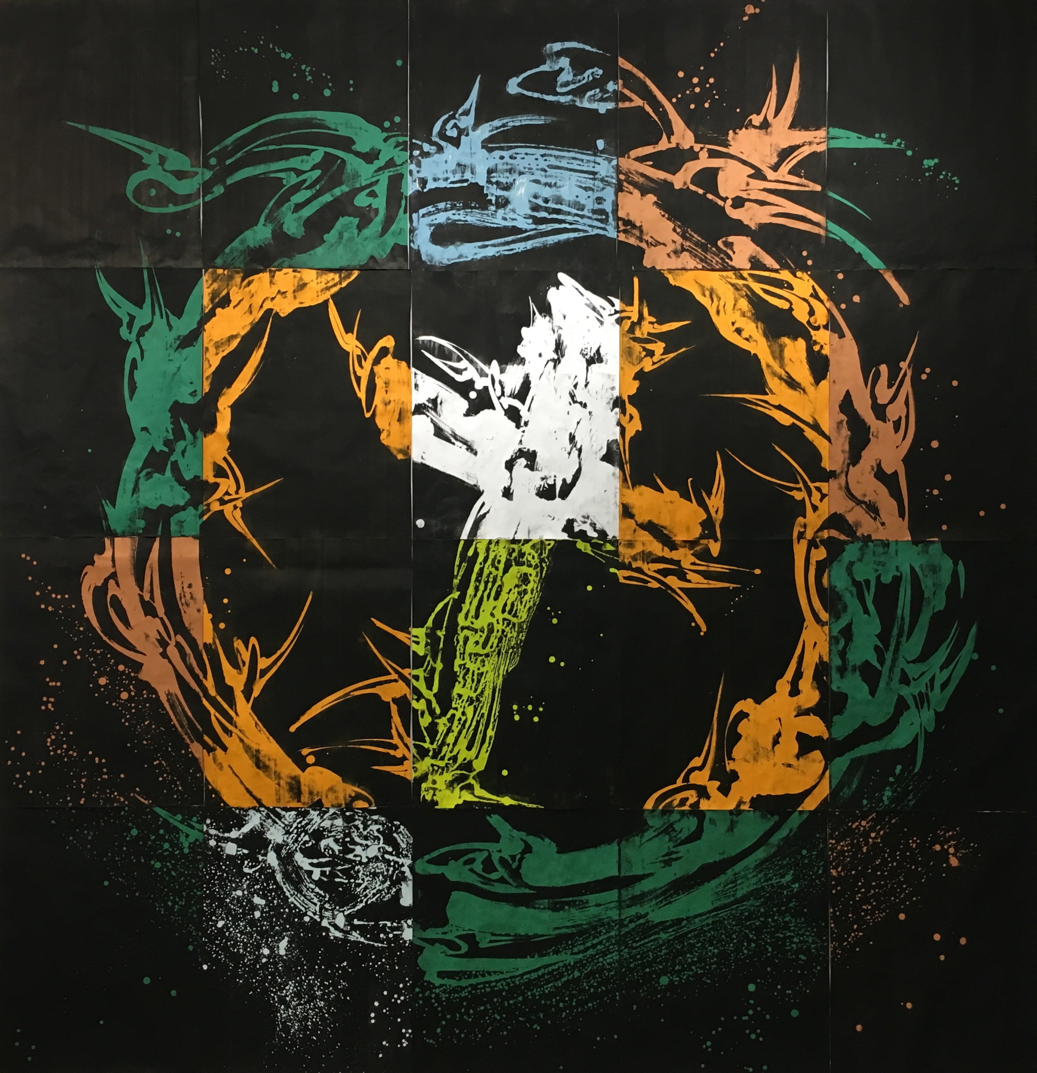 Acrylique sur papier canson. 260 X 250 cm.