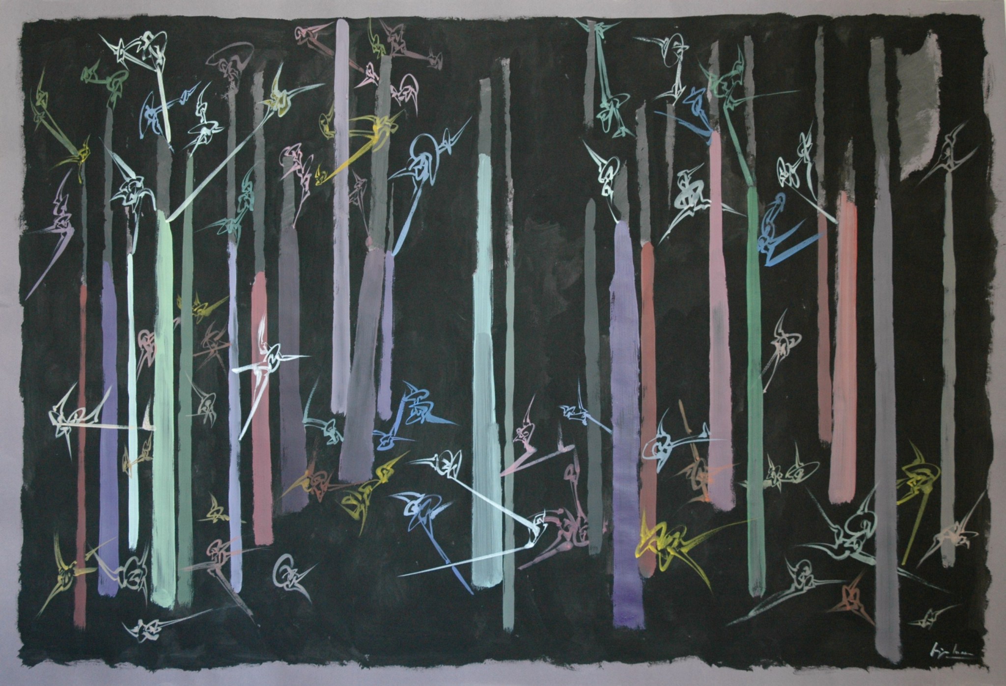 Chasse nocturne, Acrylique sur toile, 360 X 250 cm